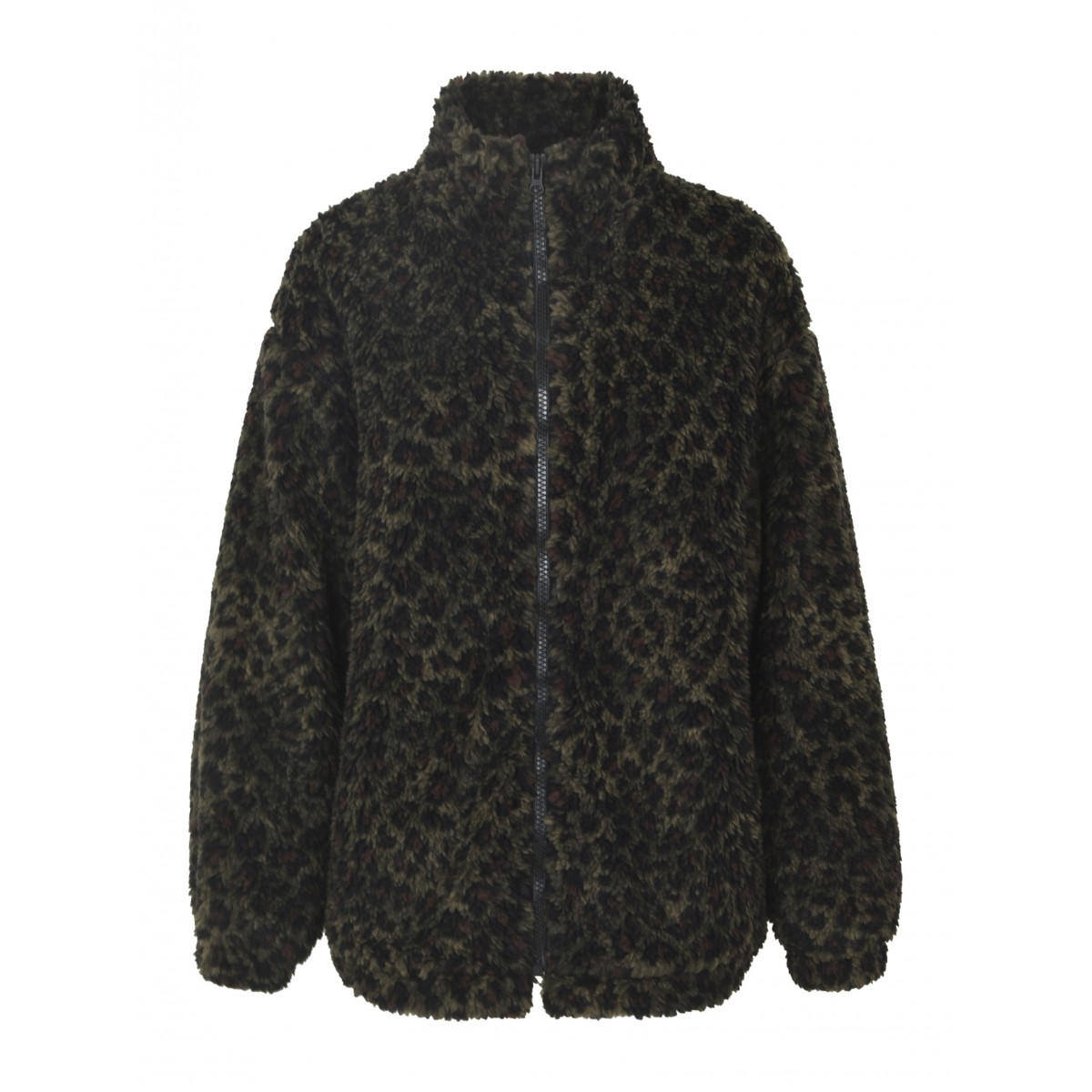 Giacca oversize pile leopard