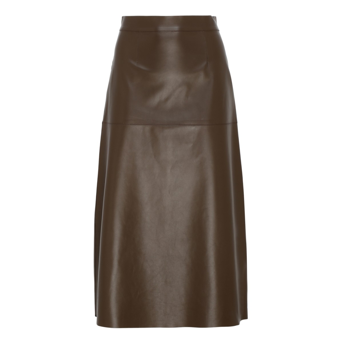 Marron Foncé leather Midi skirt