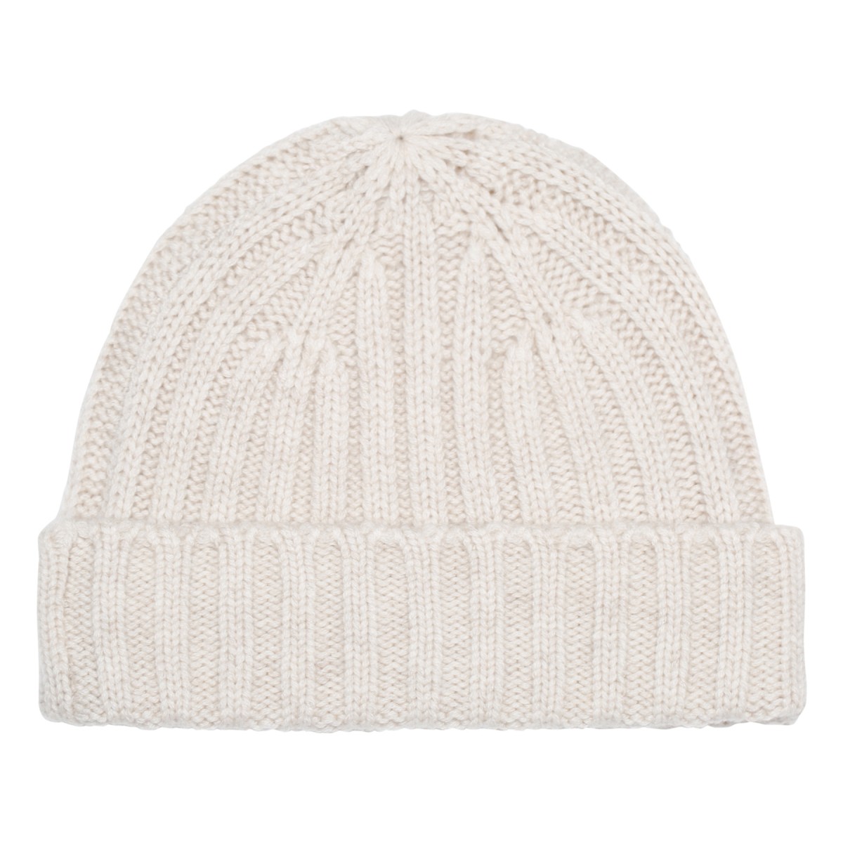 White ribbed cashmere beanie