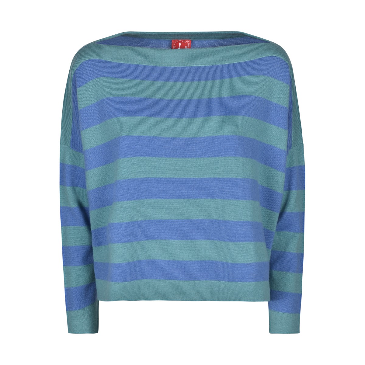 Teal and Bluette Striped Cashmere...