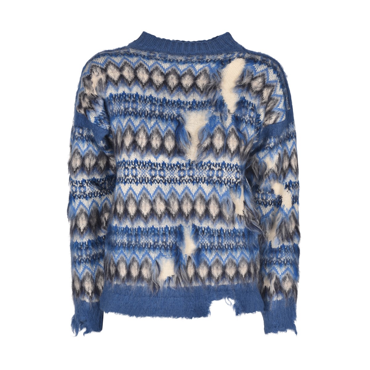Blue Wool distressed jumper