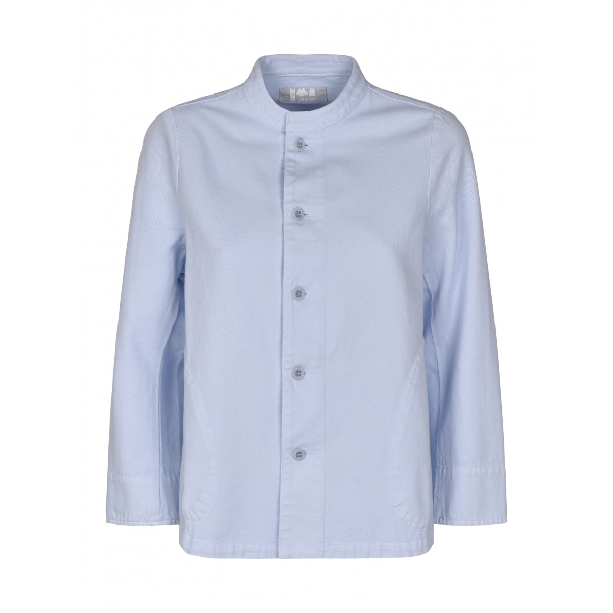 Light Blue Cotton Mandarin Collar Shirt