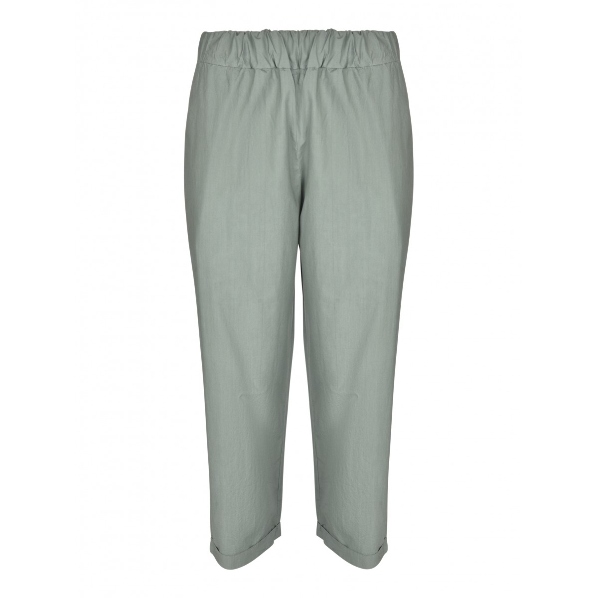 Green Cotton Cropped Pants