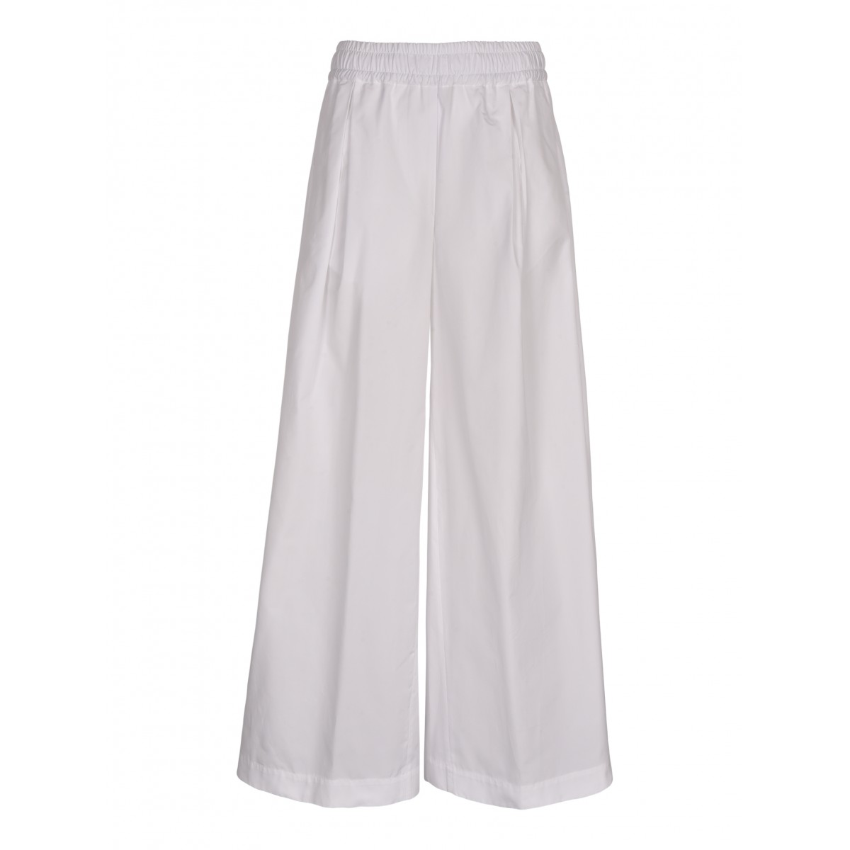 White Cotton wide-leg flared trousers