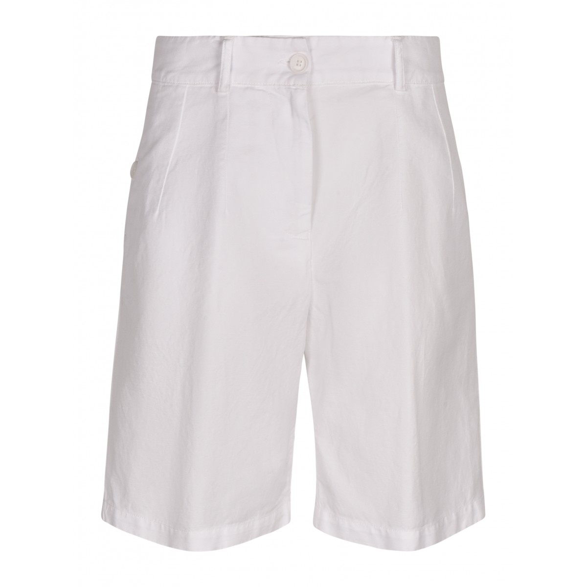 White cotton and linen shorts