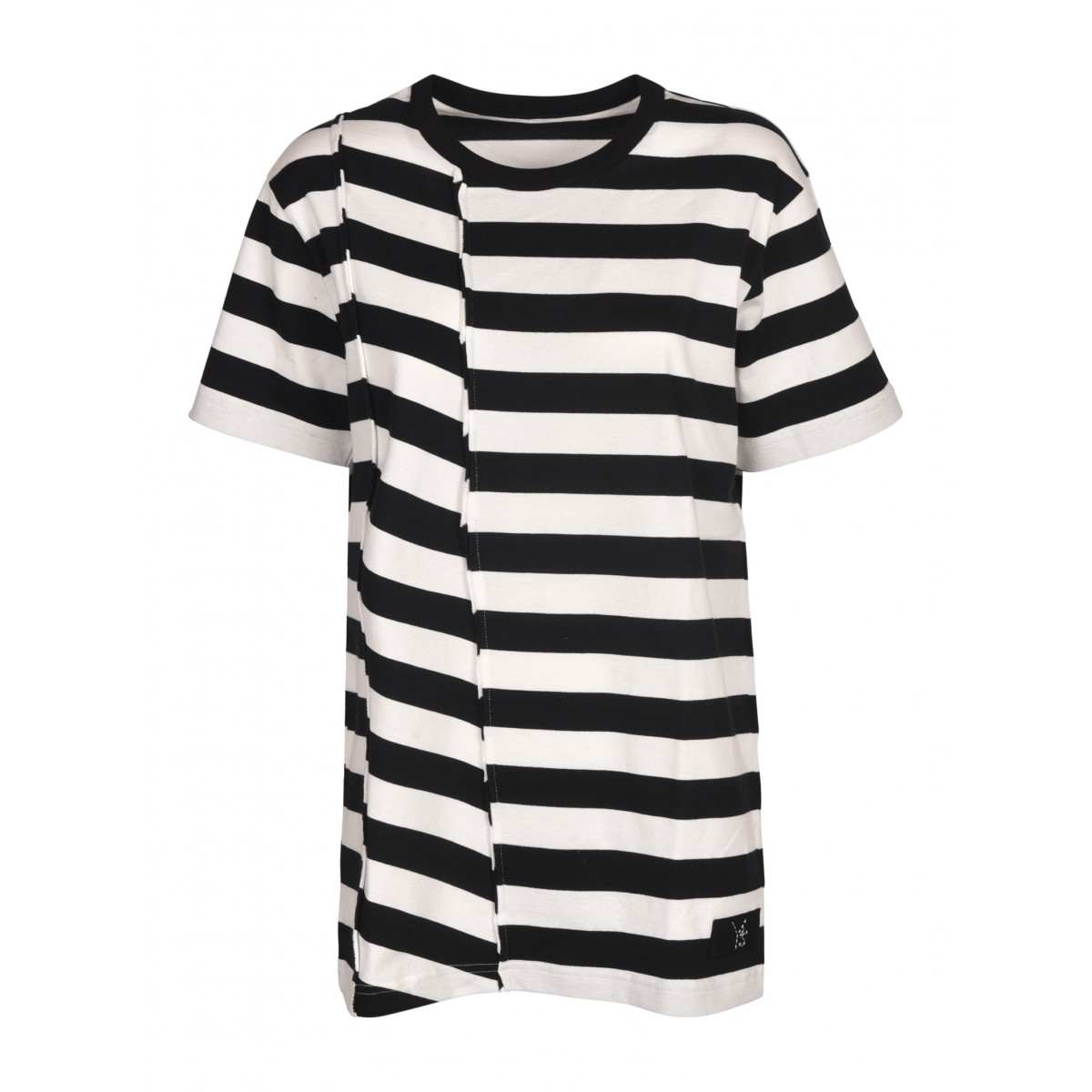 Black and White Striped Cotton T-Shirt