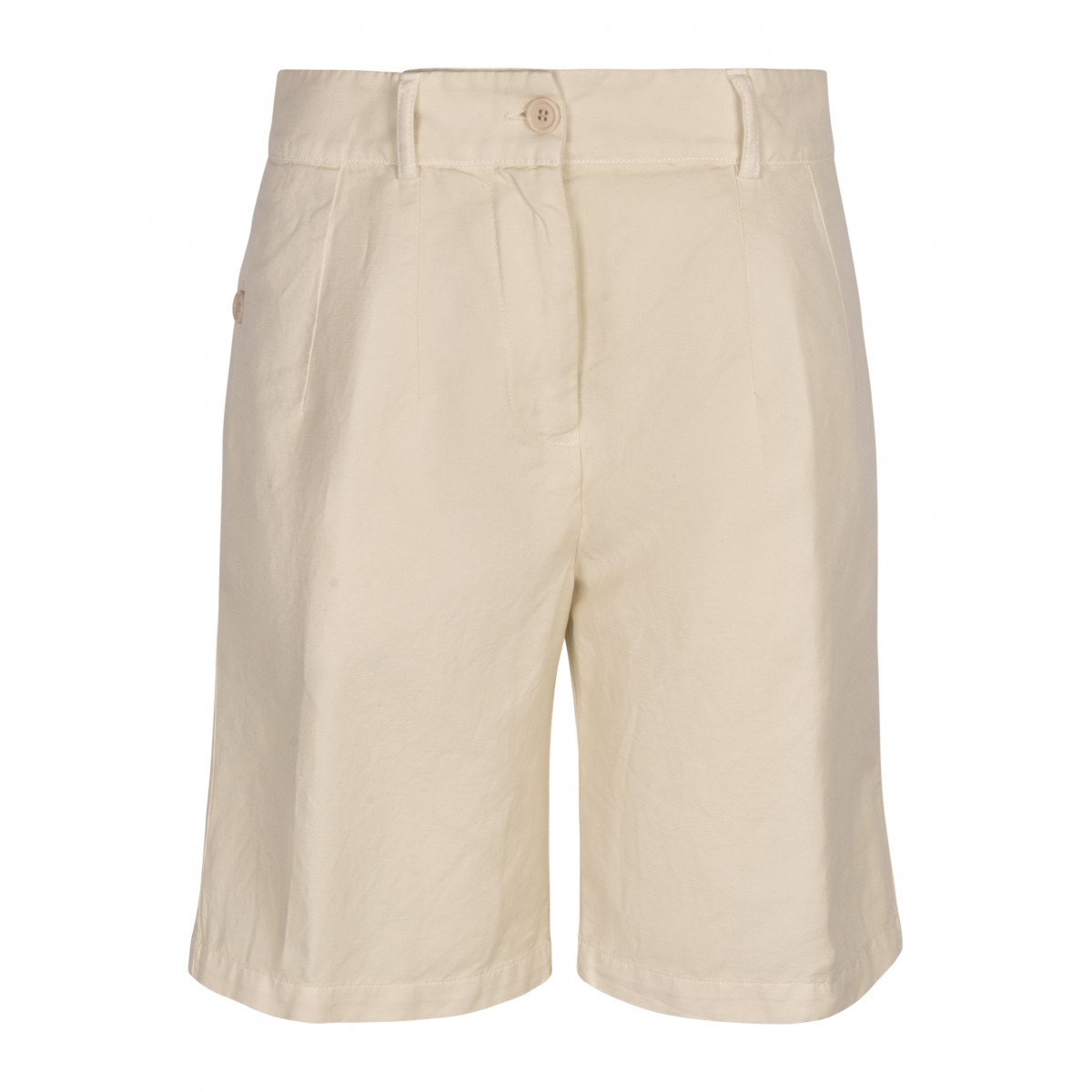 Ivory cotton and linen shorts