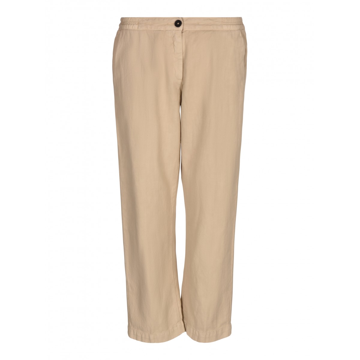Beige Cotton and Linen Chino Pants