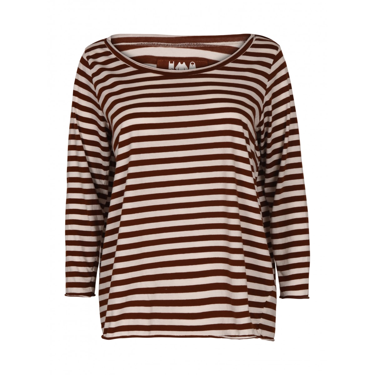Rust And Ivory Cotton Blend Striped...