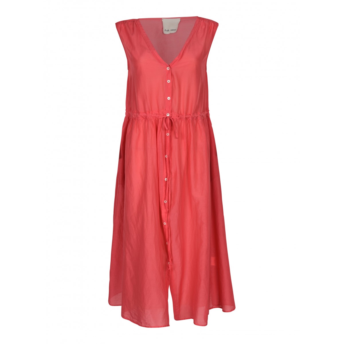 Red Olbia Cotton And Silk Midi Dress