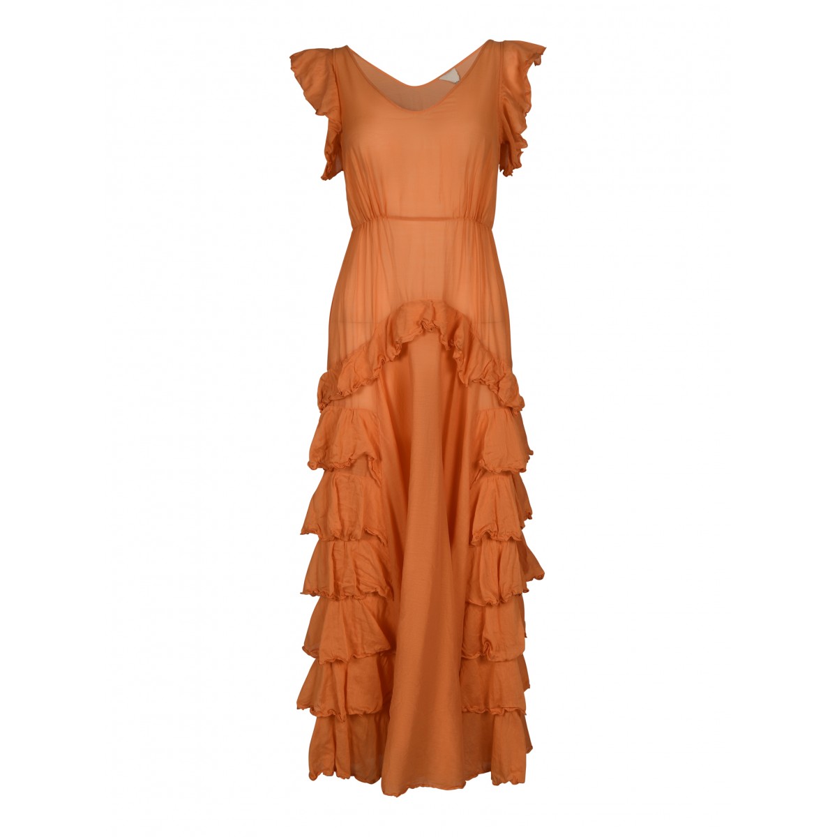 Orange Cotton And Silk Maxi Dress