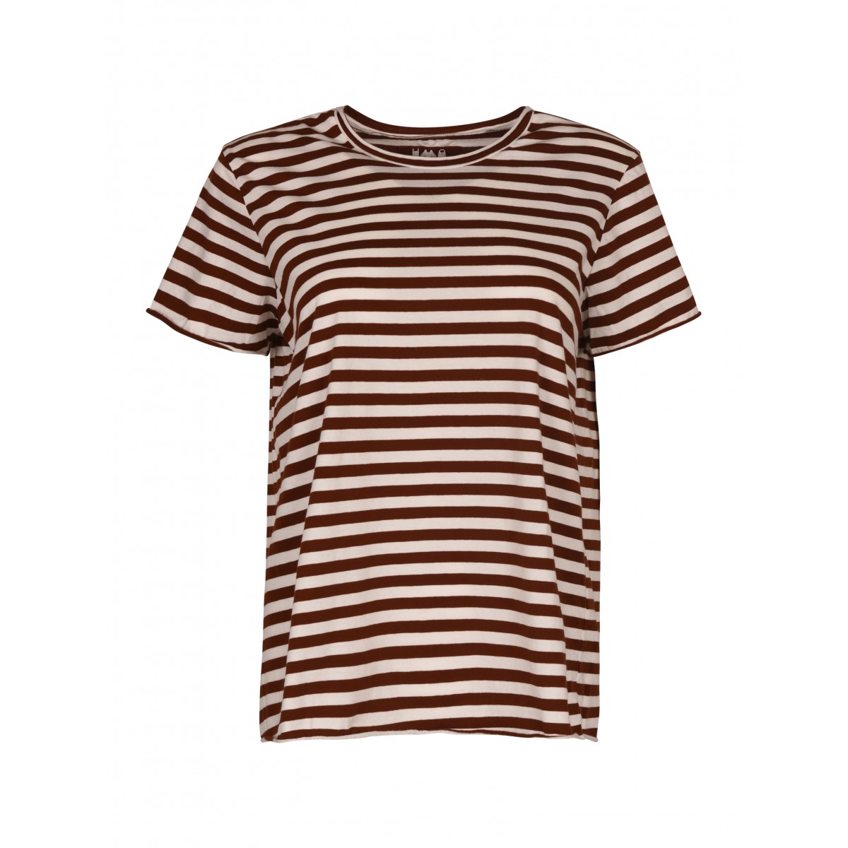 Rust And Ivory Cotton Striped T-Shirt