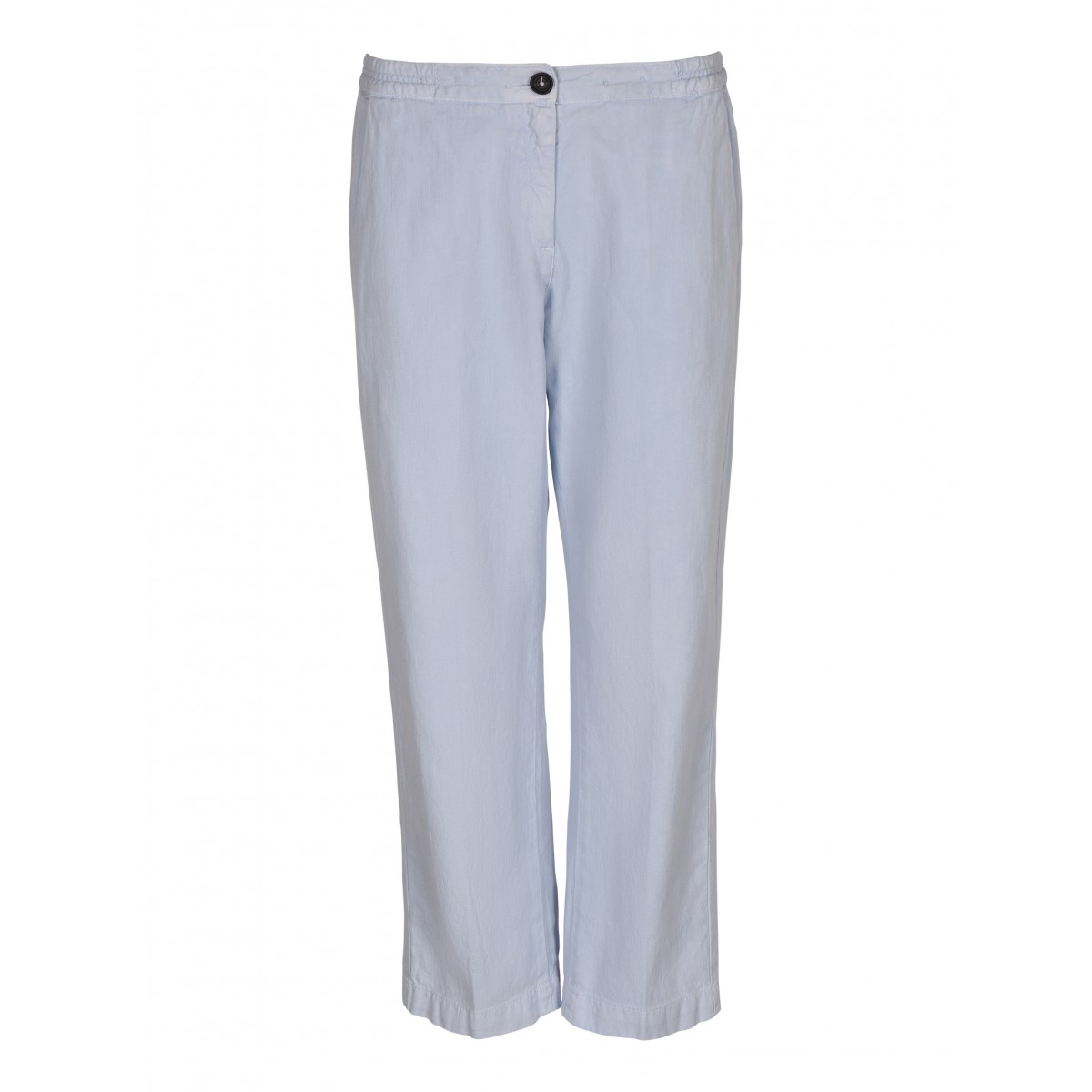Ice Blue cotton and Linen Cropped Pants
