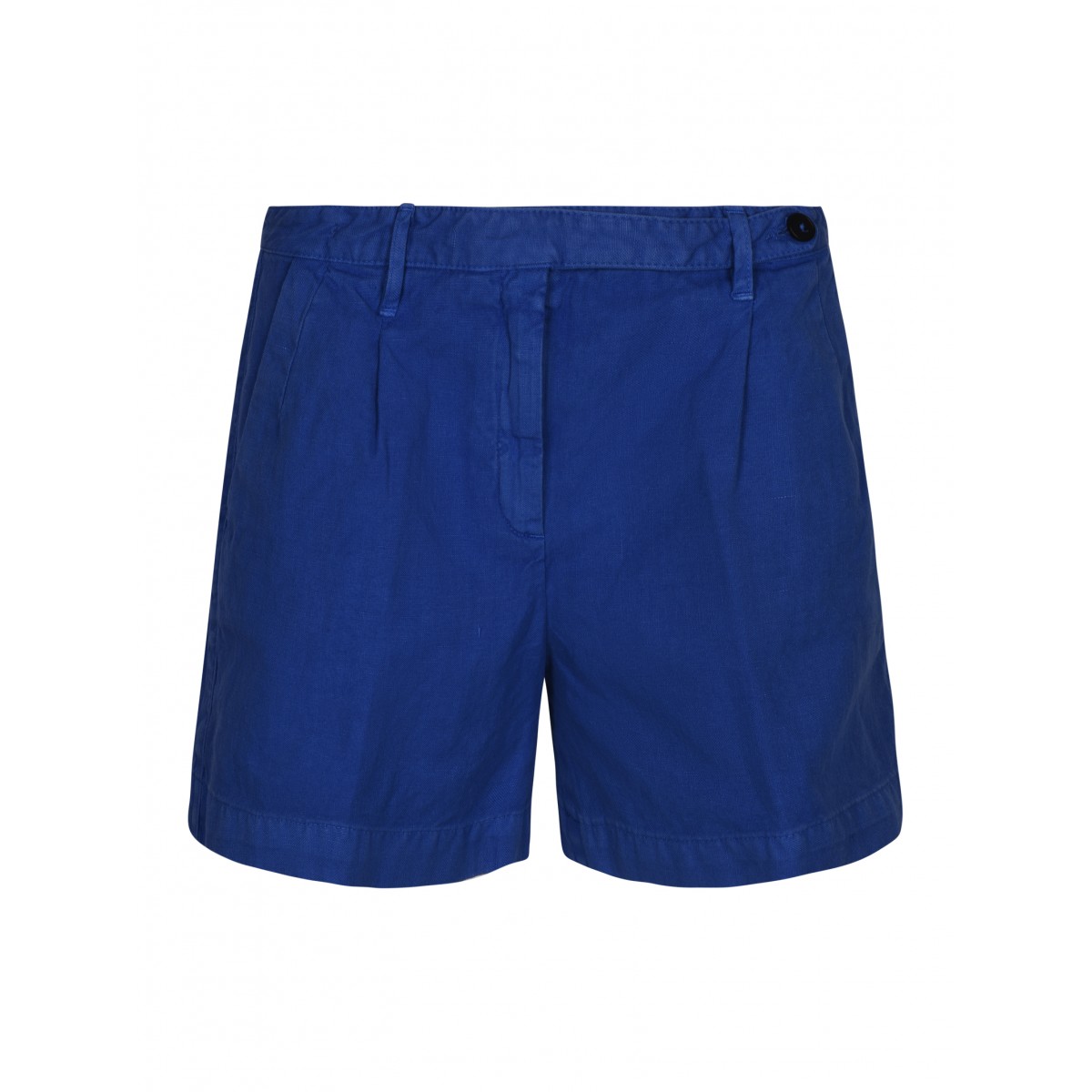 Lapis Blue Linen and Cotton Shorts
