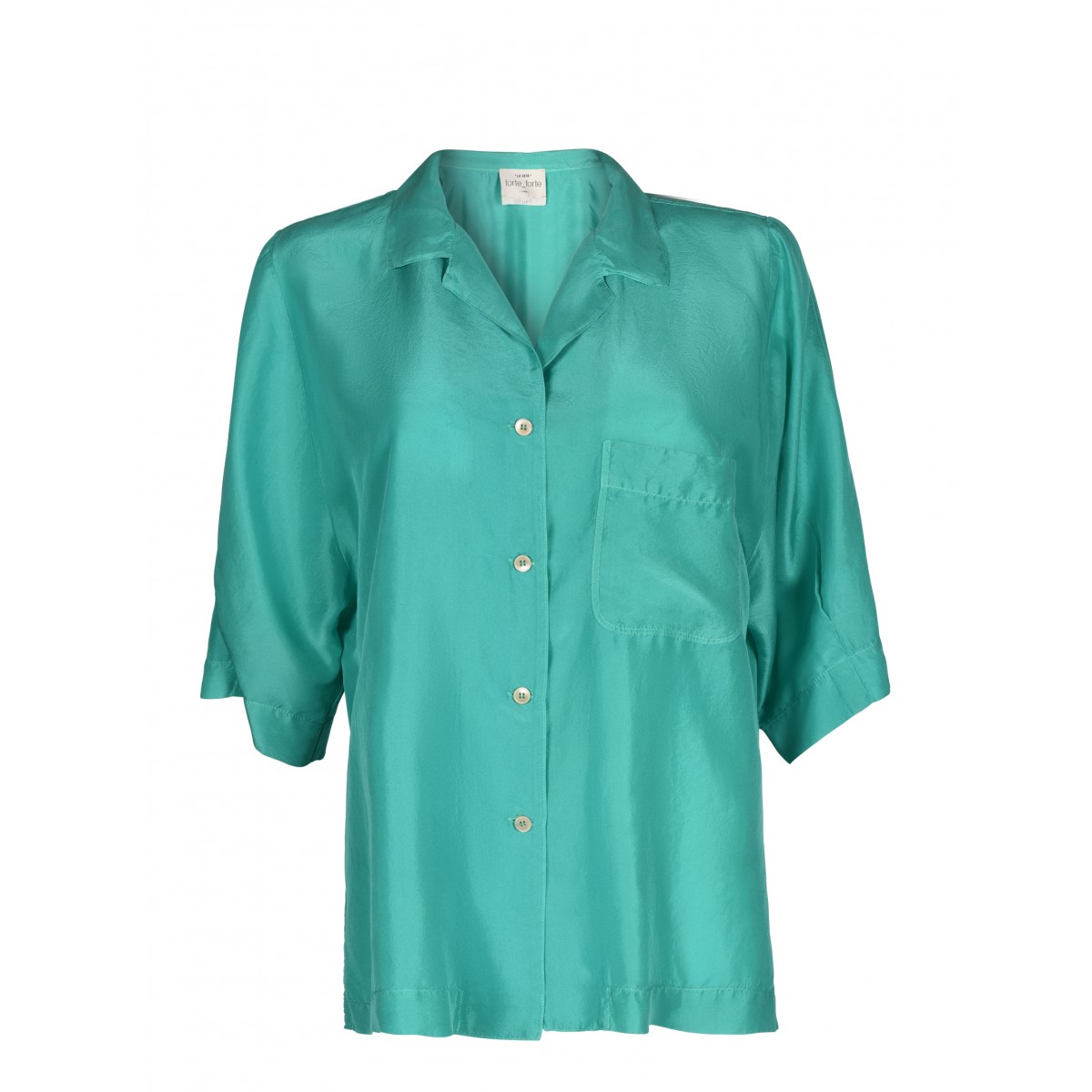 Green Silk Short Sleeves Shirt