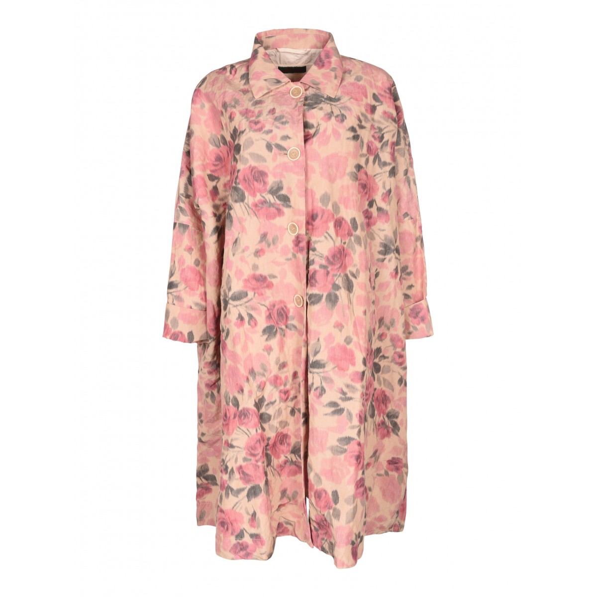 Pink Floral Print Coat