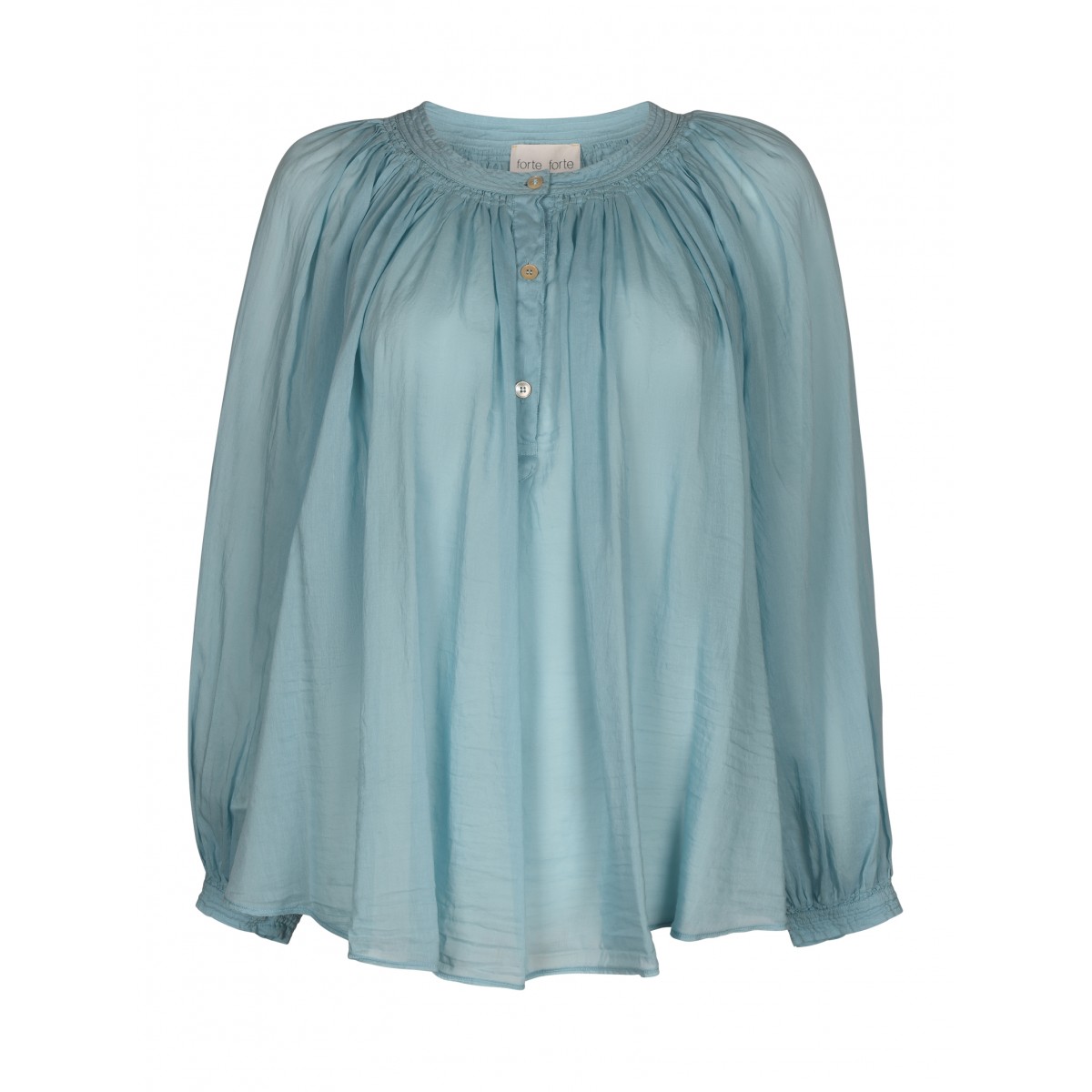 Blue cotton and silk blouse