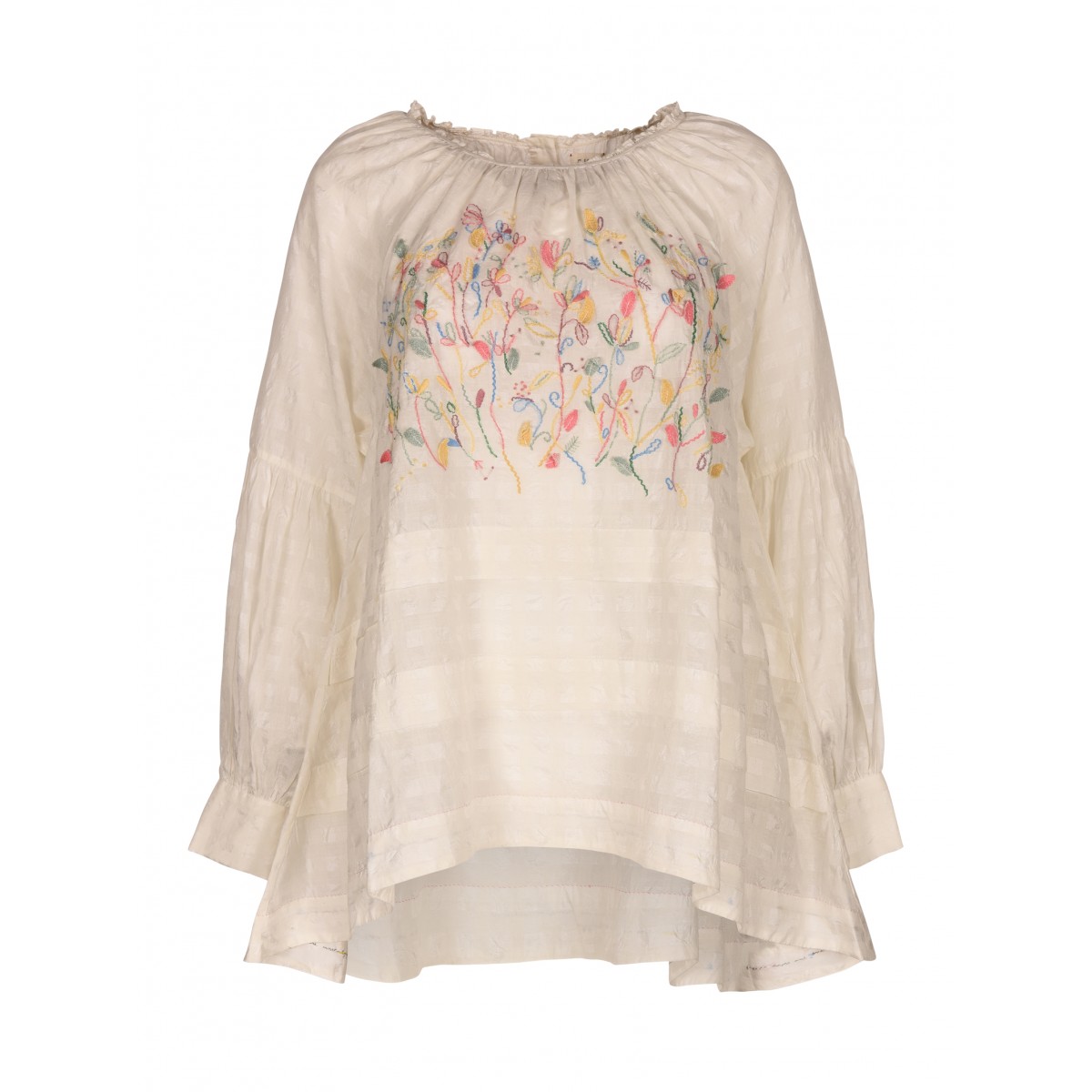 Isabella White Cotton Embroidered Blouse