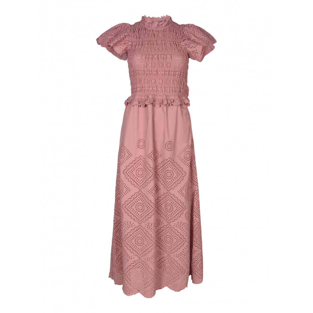 Pink Vienne Smocked Midi Dress