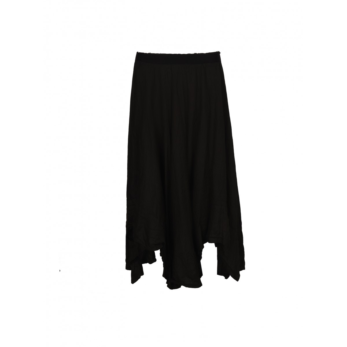 Black Ramie Midi Skirt