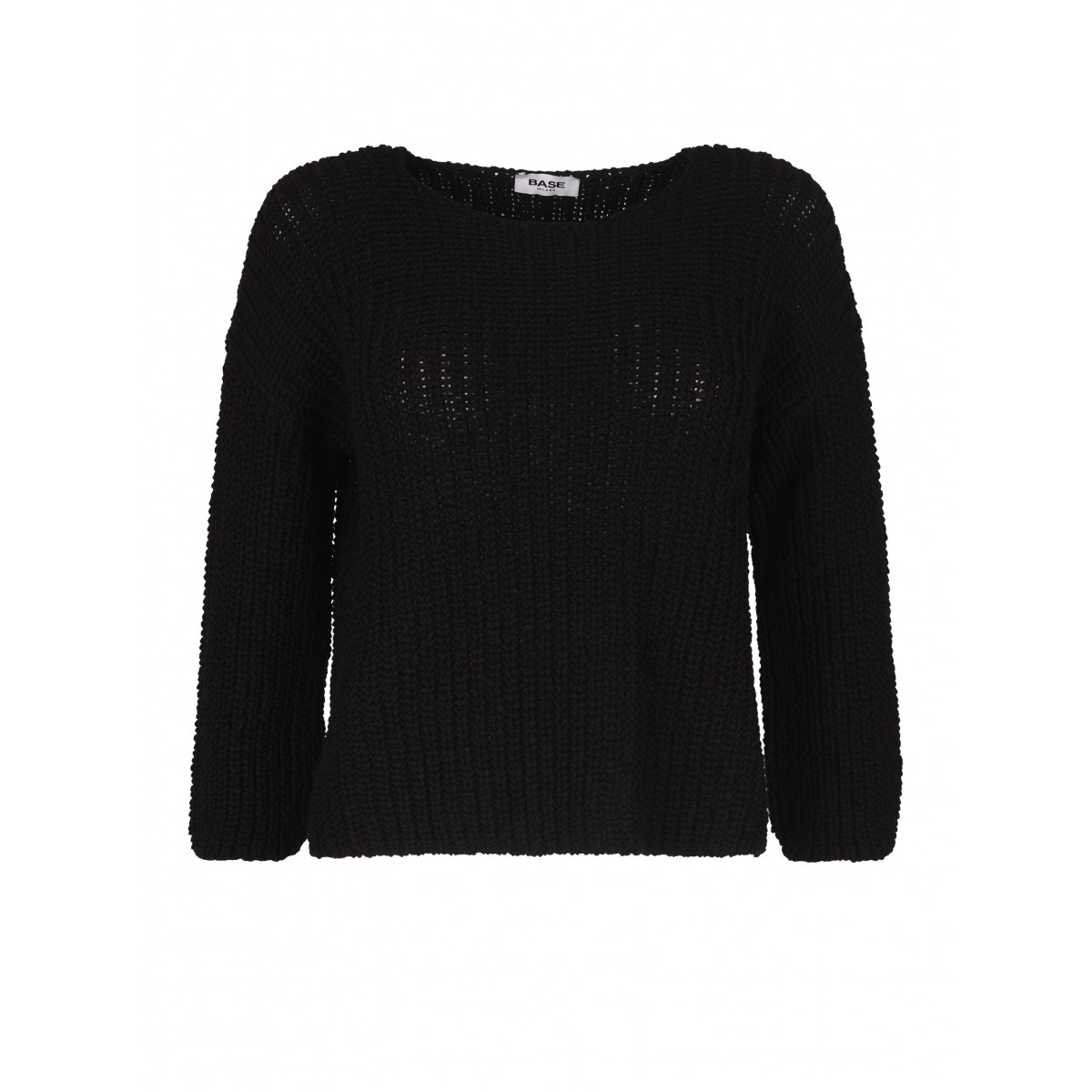 Black Cotton and Linen Sweater