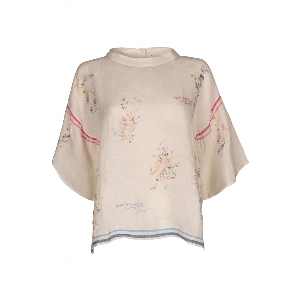 Beige Linen Embroidered T-Shirt