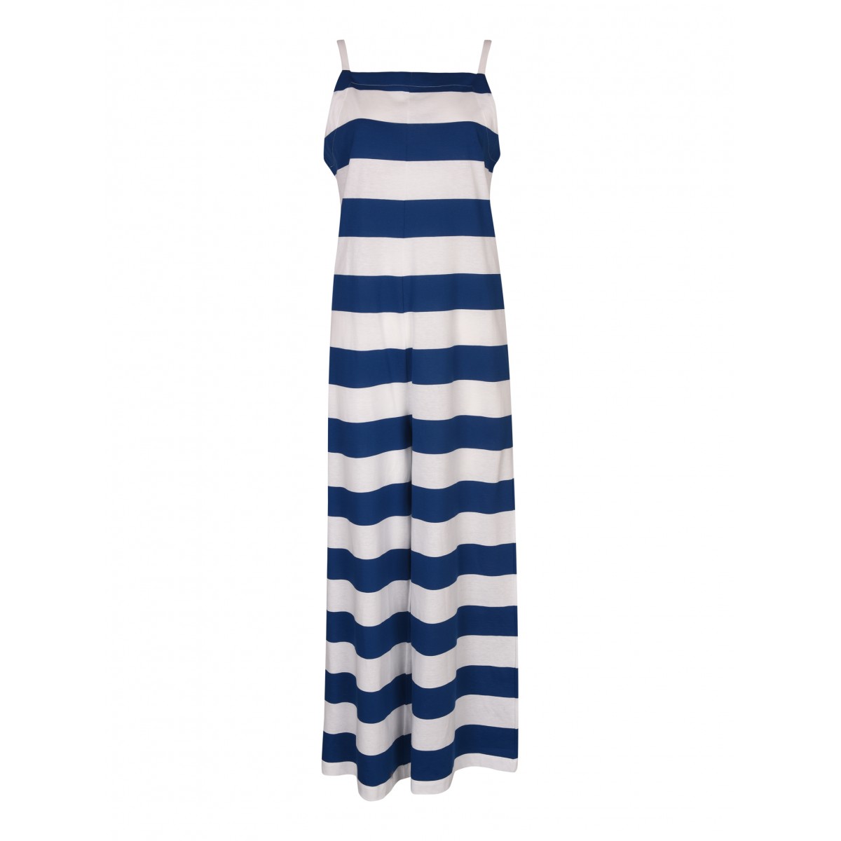 Blue and White Cotton Striped Jumpsuit