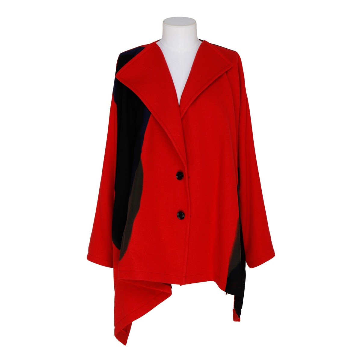 Flame Red Wool Asymmetric Coat