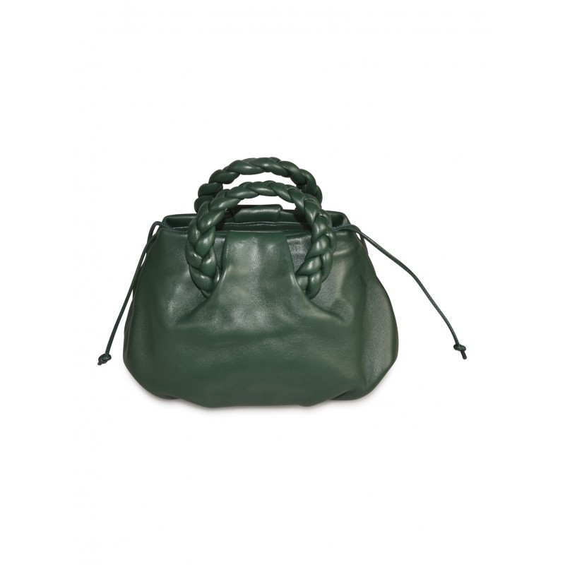 Hereu 'bombon' Braided Handle Leather Crossbody Bag in Green